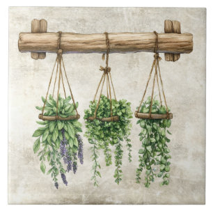 Rustikale Wasserfarbe-Hängekräuter mit Schnur-Desi Fliese