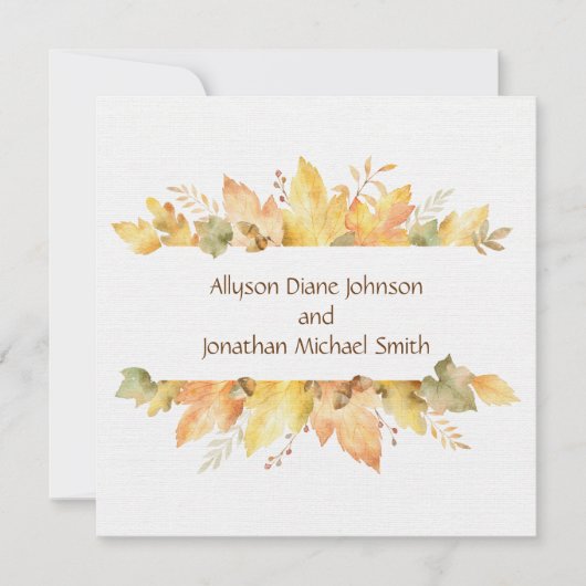 Rustikale Wasserfarbe Herbst belässt Platz | Einladung (Vorderseite)