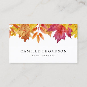 Rustikale Wasserfarbe Herbst-Blätter Visitenkarte