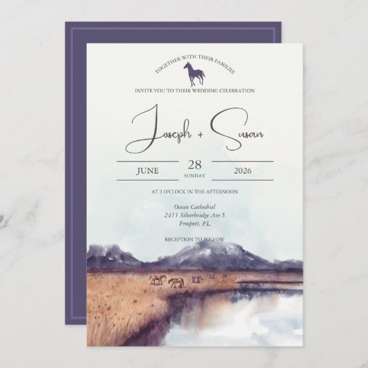 Rustikale Wasserfarbe Herbst Hochzeitssee Einladung (Vorne/Hinten)