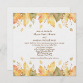 Rustikale Wasserfarbe Herbst Leaves Platz 3 | Einladung (Vorne/Hinten)