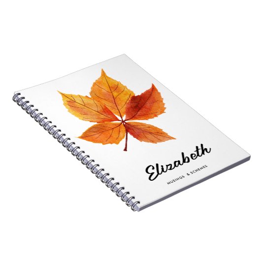 Rustikale Wasserfarbe Herbstleaf Monogramm Notizblock (Rechte Seite)
