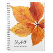 Rustikale Wasserfarbe Herbstleaf Monogramm Notizblock (Vorderseite)