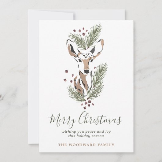 Rustikale Wasserfarbe Hirsche Weihnachten (Vorderseite)