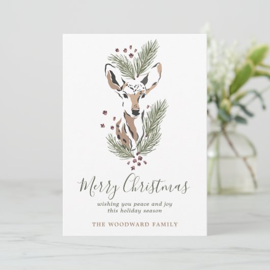 Rustikale Wasserfarbe Hirsche Weihnachten (Stehend Vorderseite)