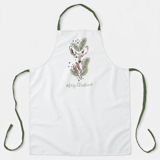 Rustikale Wasserfarbe Hirschküche Schürze (Vorderseite)