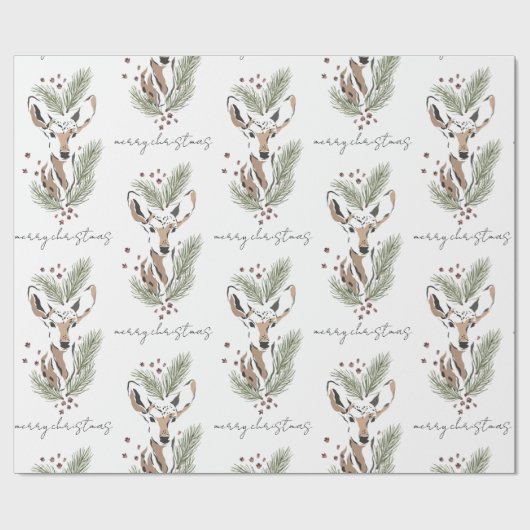 Rustikale Wasserfarbe Hirschweifsmuster Geschenkpapier (Flach)