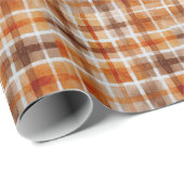 Rustikale Wasserfarbe Kariert in Herbsttönen Geschenkpapier (Rolleneckpunkt)
