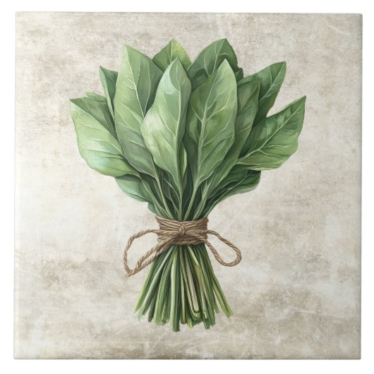 Rustikale Wasserfarbe Kräuter Salbei mit Schnur De Fliese (Vorderseite)