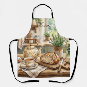Rustikale Wasserfarbe-Küche-Farmhaus-Tee & Brot Schürze