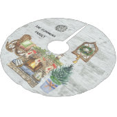 Rustikale Wasserfarbe Land Weihnachtsbauernhof Polyester Weihnachtsbaumdecke (Schrägansicht)