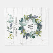 Rustikale Wasserfarbe Laurel Wreath Monogram neu v Fleecedecke (Vorderseite (Horizontal))