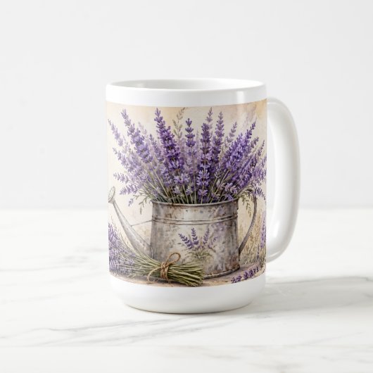 Rustikale Wasserfarbe Lavendel Frieden Ruhe Gelass Kaffeetasse (VorderseiteRechts)