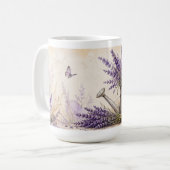 Rustikale Wasserfarbe Lavendel Frieden Ruhe Gelass Kaffeetasse (Vorderseite Links)