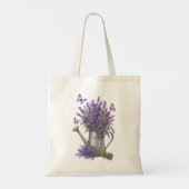 Rustikale Wasserfarbe-Lavendel-Gießkanne Tragetasche (Rückseite)