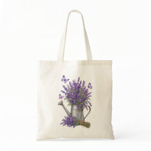 Rustikale Wasserfarbe-Lavendel-Gießkanne