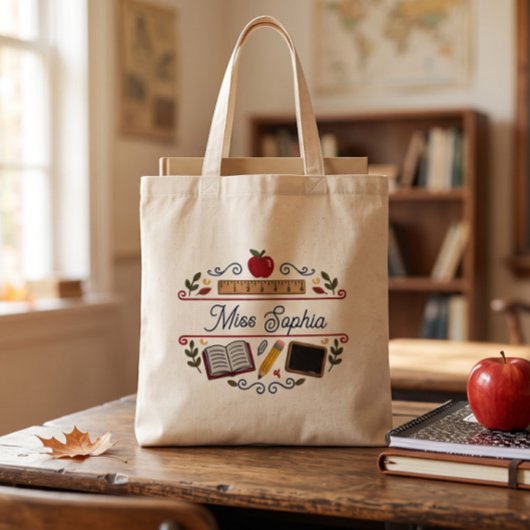 Rustikale Wasserfarbe-Lehrertasche, benutzerdefini Tragetasche