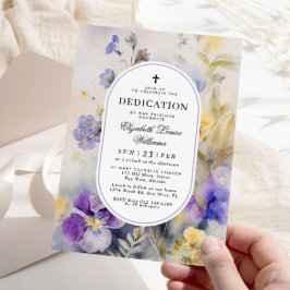 Rustikale Wasserfarbe Lila & Gelb Dedication Einladung