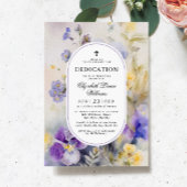 Rustikale Wasserfarbe Lila & Gelb Dedication Einladung