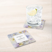 Rustikale Wasserfarbe Lila- und gelbblühende Hochz Rechteckiger Pappuntersetzer (Vor Ort)