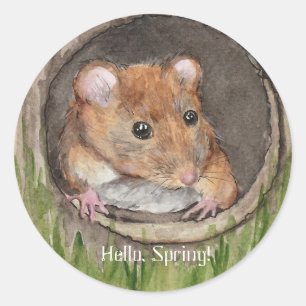 Rustikale Wasserfarbe-Maus Runder Aufkleber