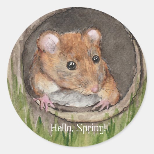 Rustikale Wasserfarbe-Maus Runder Aufkleber (Vorderseite)