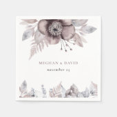 Rustikale Wasserfarbe Mauve Floral Botanische Hoch Serviette (Vorderseite)