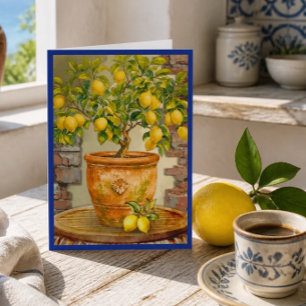 Rustikale Wasserfarbe Mittelmeer-Limonenbaum Karte