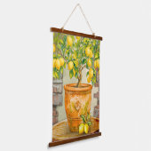 Rustikale Wasserfarbe Mittelmeer-Limonenbaum Wandteppich Mit Holzrahmen (Gewinkelt)
