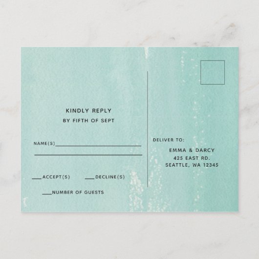 Rustikale Wasserfarbe Muscheln Starfish Beach Hoch Einladungspostkarte (Rückseite)