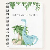 Rustikale Wasserfarbe Niedlich Dinosaurier Persona Notizblock (Vorderseite)