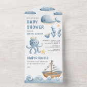 Rustikale Wasserfarbe Niedliche Wassermotorschiff  All In One Einladung (Innen Boden)