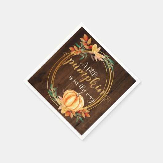 Rustikale Wasserfarbe Orange Pumpkin Fall Babydusc Serviette (Ecke)