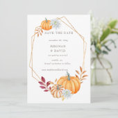 Rustikale Wasserfarbe Orange Pumpkins Hochzeit im  Ankündigung (Stehend Vorderseite)
