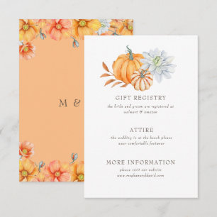 Rustikale Wasserfarbe Orange Pumpkins Hochzeit im  Begleitkarte