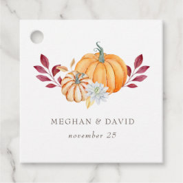 Rustikale Wasserfarbe Orange Pumpkins Hochzeit im  Geschenkanhänger