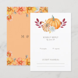 Rustikale Wasserfarbe Orange Pumpkins Hochzeit im  RSVP Karte