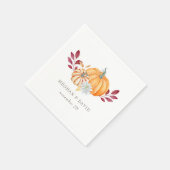 Rustikale Wasserfarbe Orange Pumpkins Hochzeit im  Serviette (Ecke)