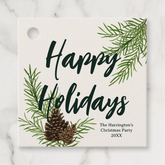 Rustikale Wasserfarbe Pinecone Happy Holidays Elfe Geschenkanhänger (Vorderseite)