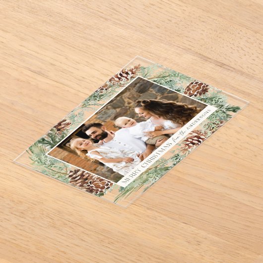 Rustikale Wasserfarbe Pinecone Weinkultur und Erde Acryleinladungen (Ablage )