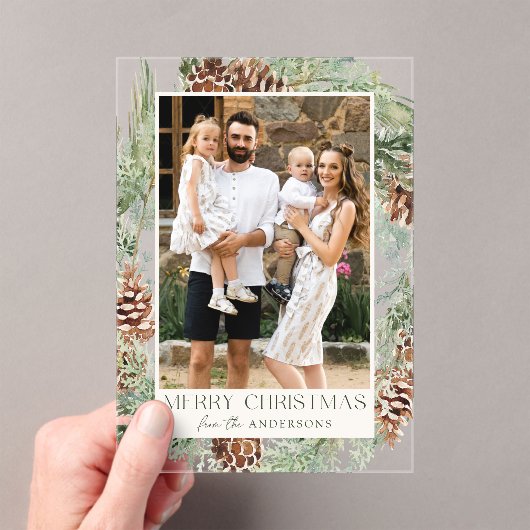 Rustikale Wasserfarbe Pinecone Weinkultur und Erde Acryleinladungen (Insitu (Handheld))