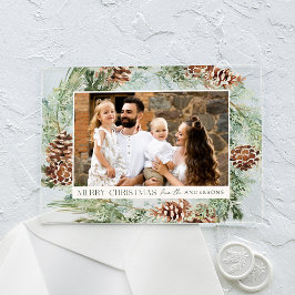 Rustikale Wasserfarbe Pinecone Weinkultur und Erde Acryleinladungen