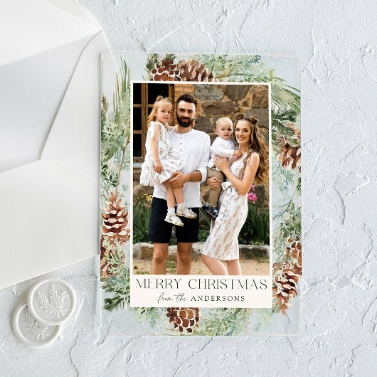 Rustikale Wasserfarbe Pinecone Weinkultur und Erde Acryleinladungen