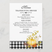 Rustikale Wasserfarbe Pumpkin Kariert Erntedank Me Menükarte (Vorderseite)