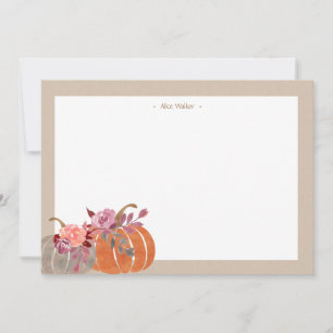 Rustikale Wasserfarbe Pumpkin Kraft Stationery Mitteilungskarte