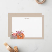 Rustikale Wasserfarbe Pumpkin Kraft Stationery Mitteilungskarte (Vorderseite/Rückseite Beispiel)
