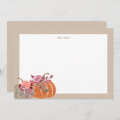 Rustikale Wasserfarbe Pumpkin Kraft Stationery Mitteilungskarte (Vorne/Hinten)