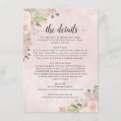 Rustikale Wasserfarbe Rosa Blumenzwiebeldetails Begleitkarte (Vorderseite)