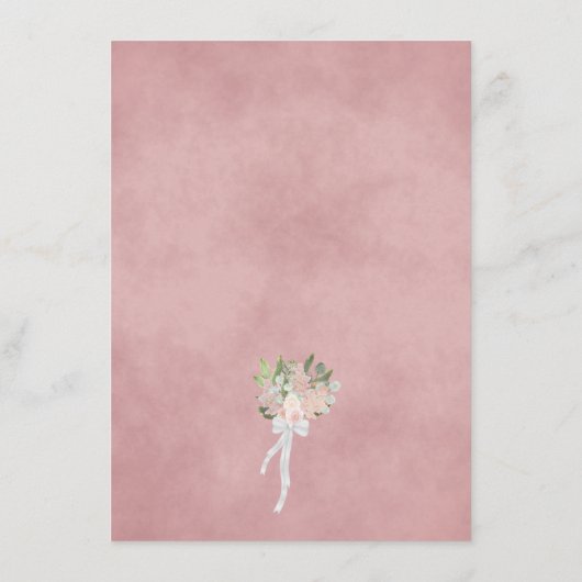 Rustikale Wasserfarbe Rosa Blumenzwiebeldetails Begleitkarte (Rückseite)