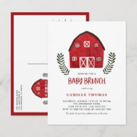 Rustikale Wasserfarbe Rote-Scheune-Farmhaus-Baby-B
